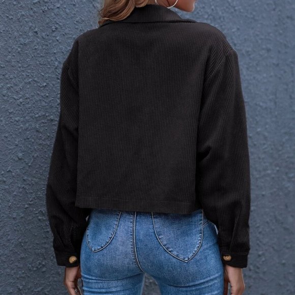 Corduroy trucker jacket shacket button up pocket - Picture 6 of 12